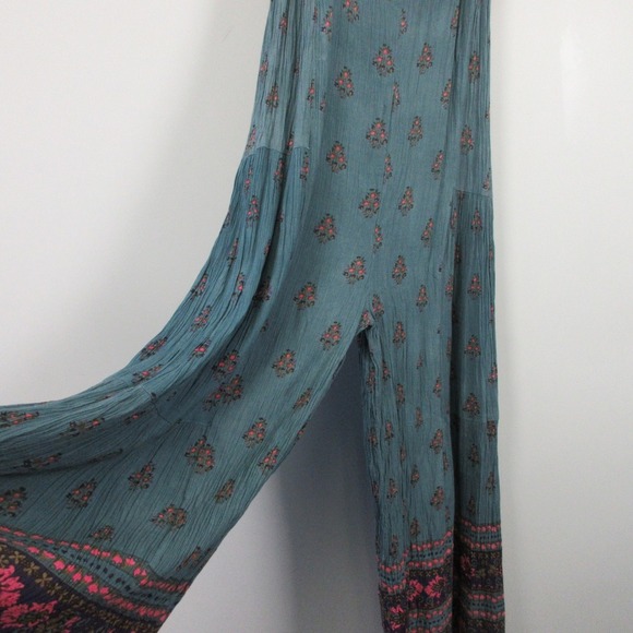 Natural Life Jumpsuit Women S Green Blue Floral Wide Leg Rayon Tank Casual 358 - Picture 6 of 11